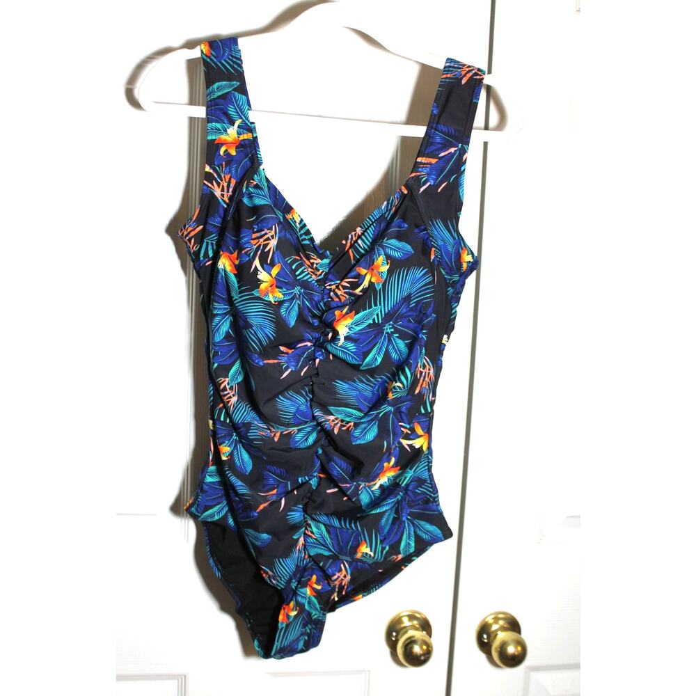 Byron Blue Bird of Paradise One Piece Swimsuit sz 12